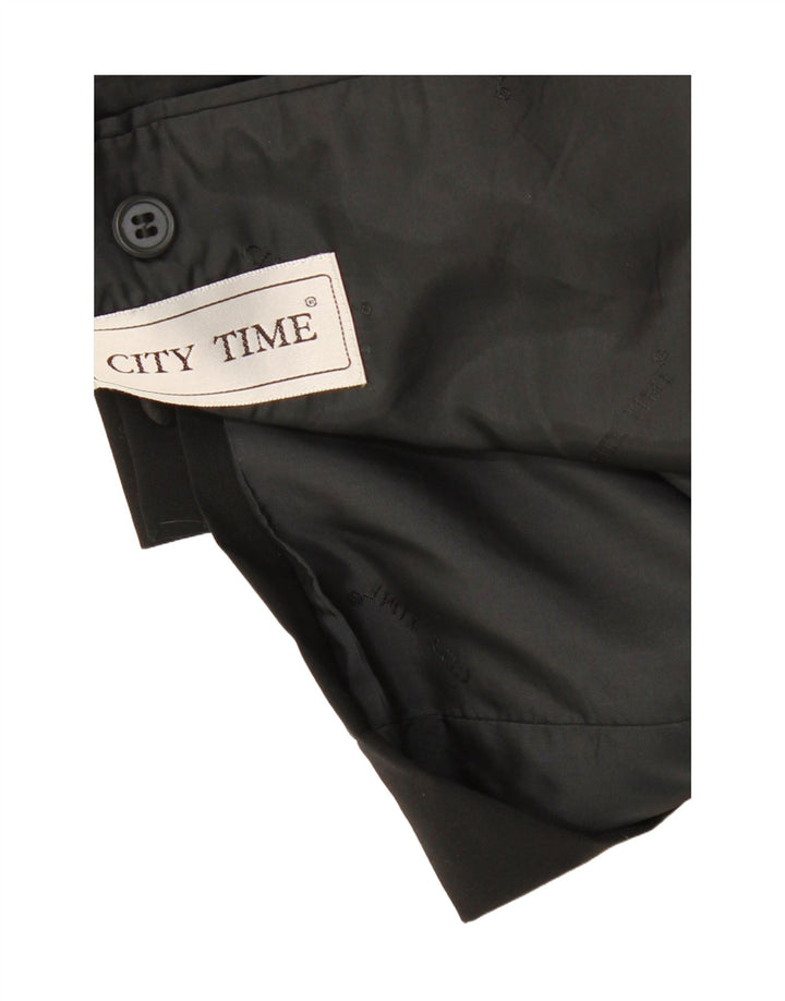 CITY TIME Mens Double Breasted Blazer Jacket UK 40 Large Black Vintage City Time and Second-Hand City Time from Messina Hembry 