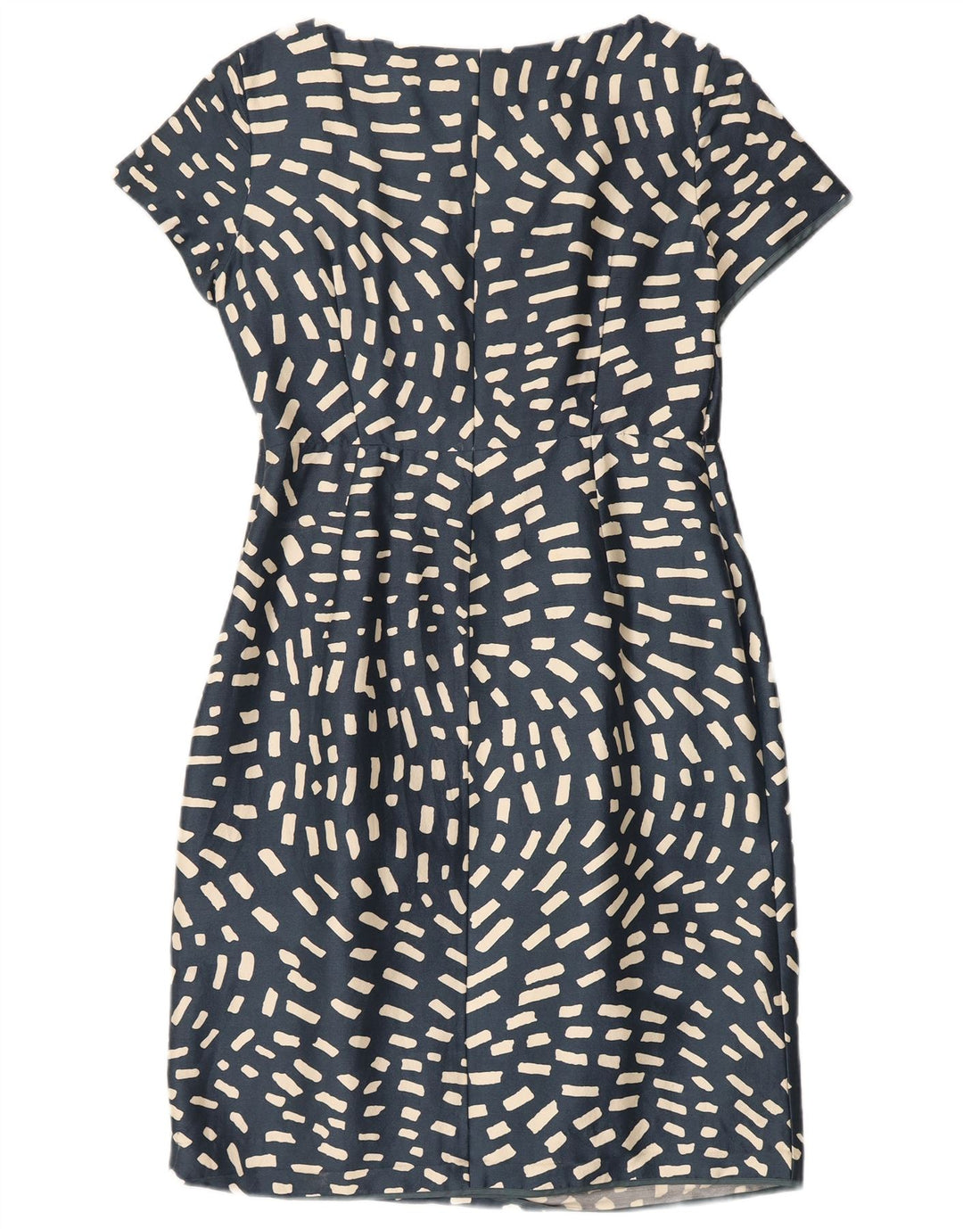 Fenn Wright Manson Damen Etuikleid UK 14 Mittelblaue geometrische Seide