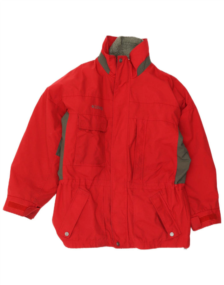 Columbia Herren-Skijacke mit lockerer Passform, UK 38, mittelrotes Colourblock-Nylon