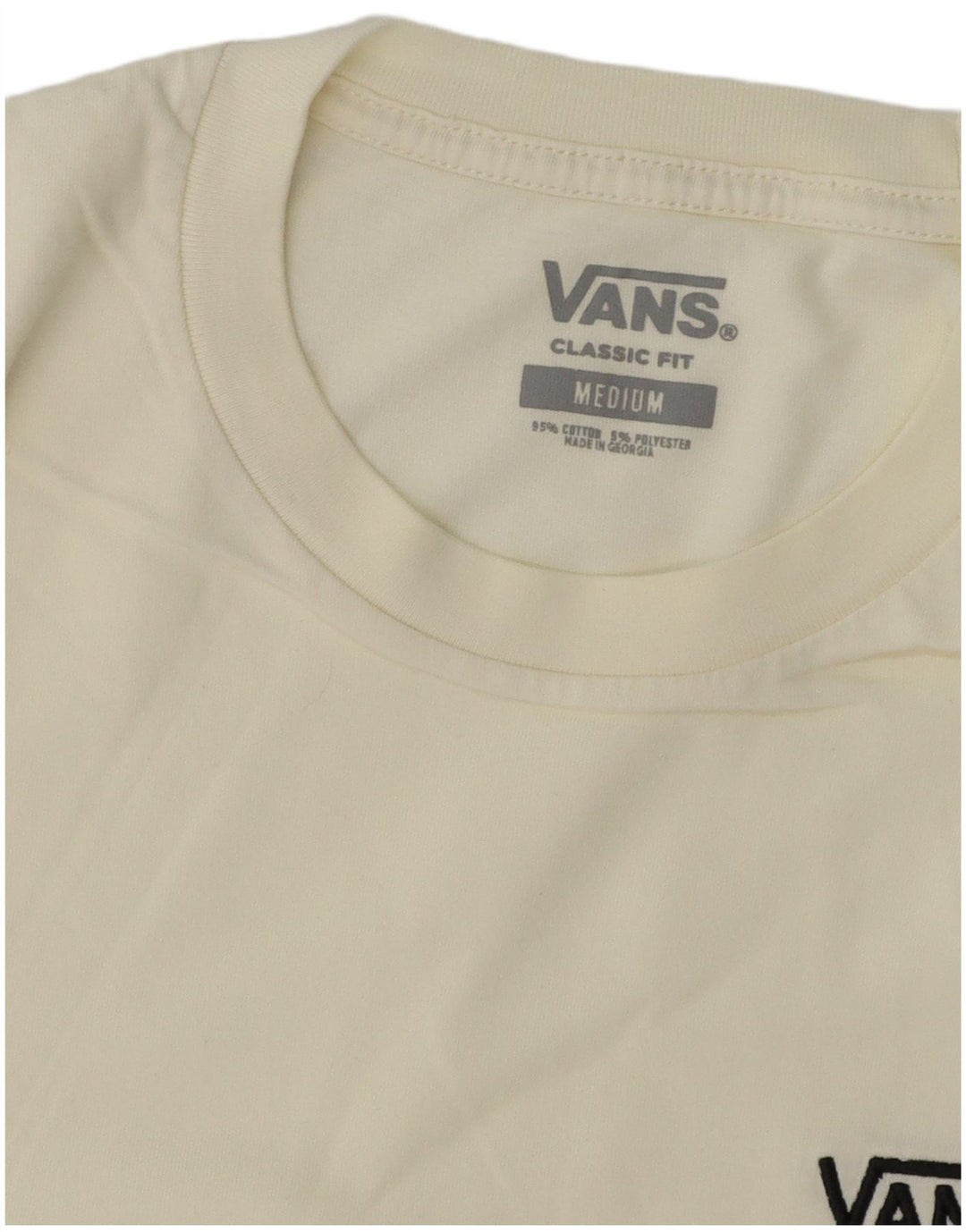 VANS Herren-T-Shirt mit klassischer Passform, mittelgroß, cremefarbene Blockfarben-Baumwolle