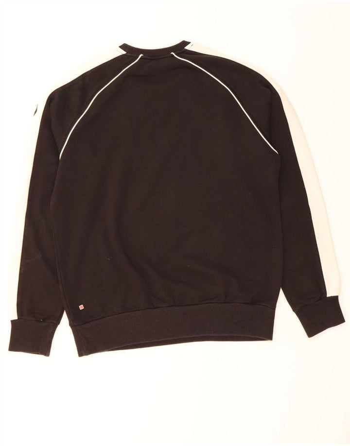 PUMA Mens Sweatshirt Jumper Medium Black Colourblock Cotton Vintage Puma and Second-Hand Puma from Messina Hembry 