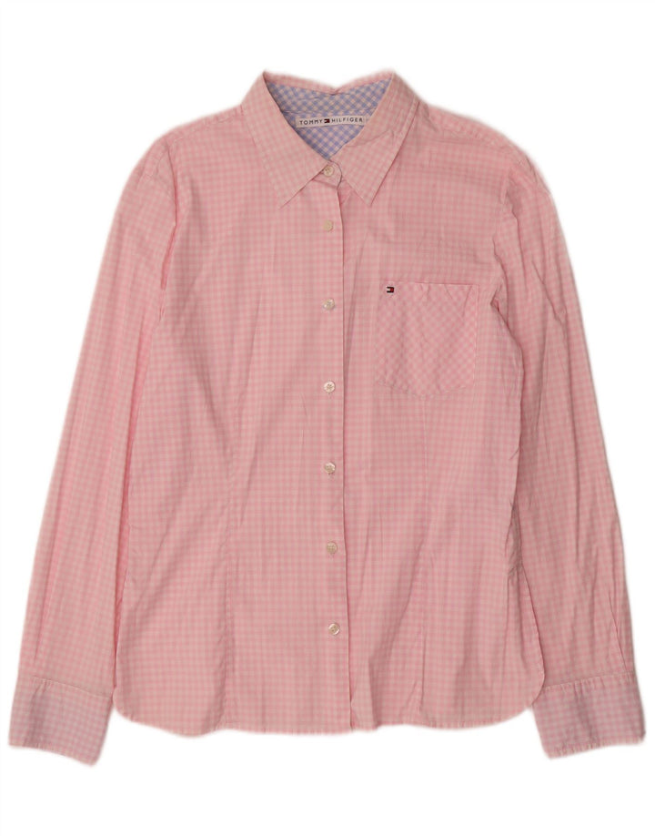 Tommy Hilfiger Damenhemd US 14 XL Pink Gingham Baumwolle