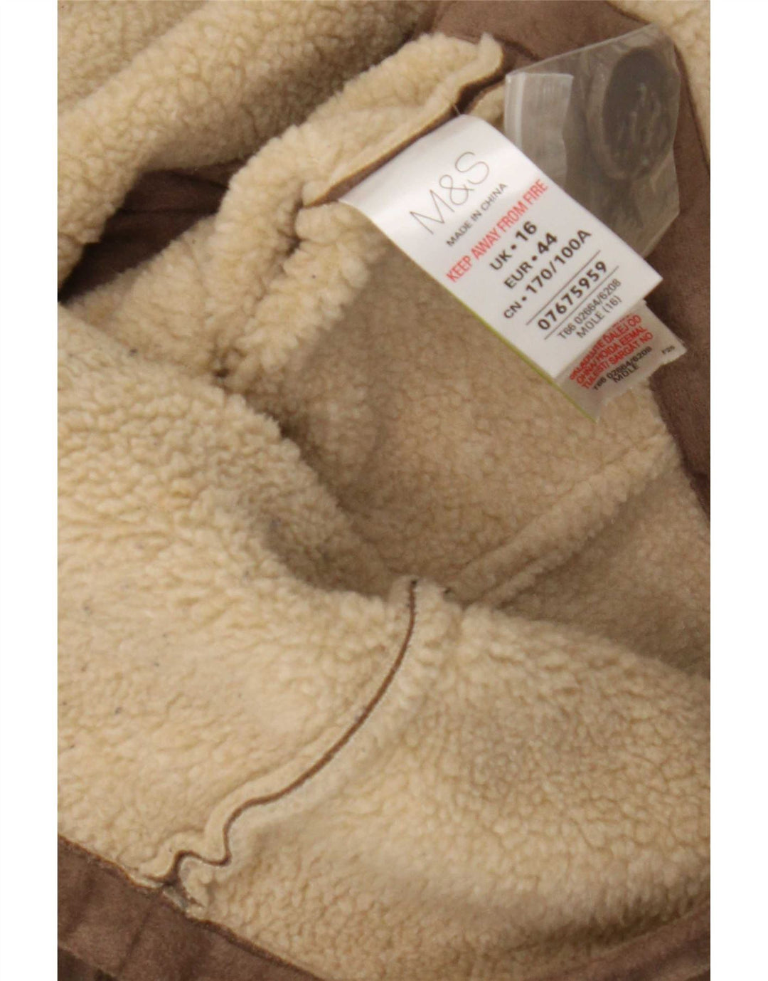 Marks & Spencer Damen Sherpa-Jacke UK 16 Large Braun Polyester