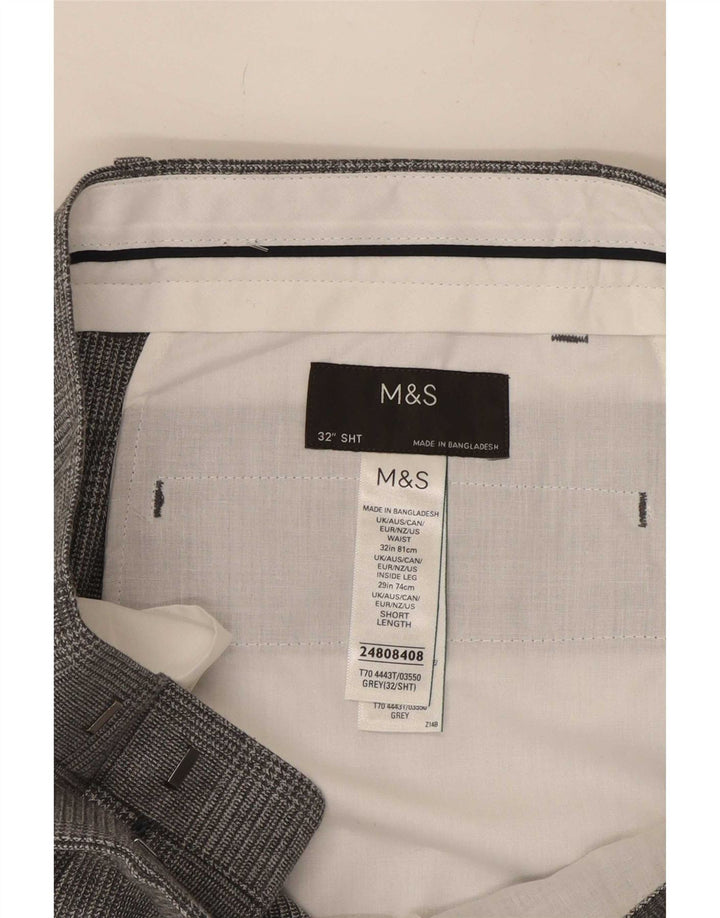 Marks & Spencer Herren-Anzughose, normal, W32, L29, Grau mit Hahnentrittmuster