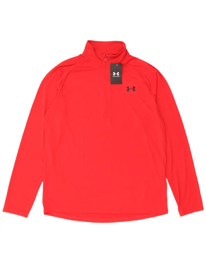 Under Armour Herren Loose Fit Pullover-Trainingsoberteil mit Reißverschluss und Halsausschnitt, Größe L, Rot