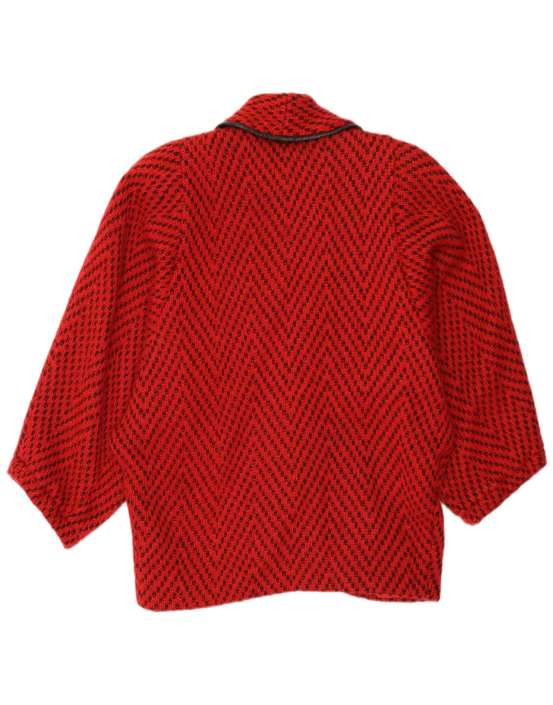 Vintage Damen Strick-Fledermausjacke UK 14 Großer roter Chevron