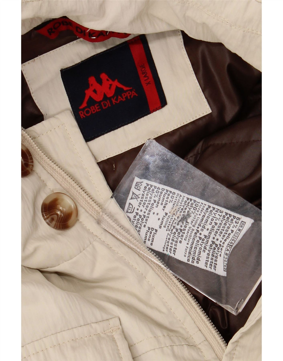 Kappa Herren Wattierte Jacke UK 42 XL Beige Polyester