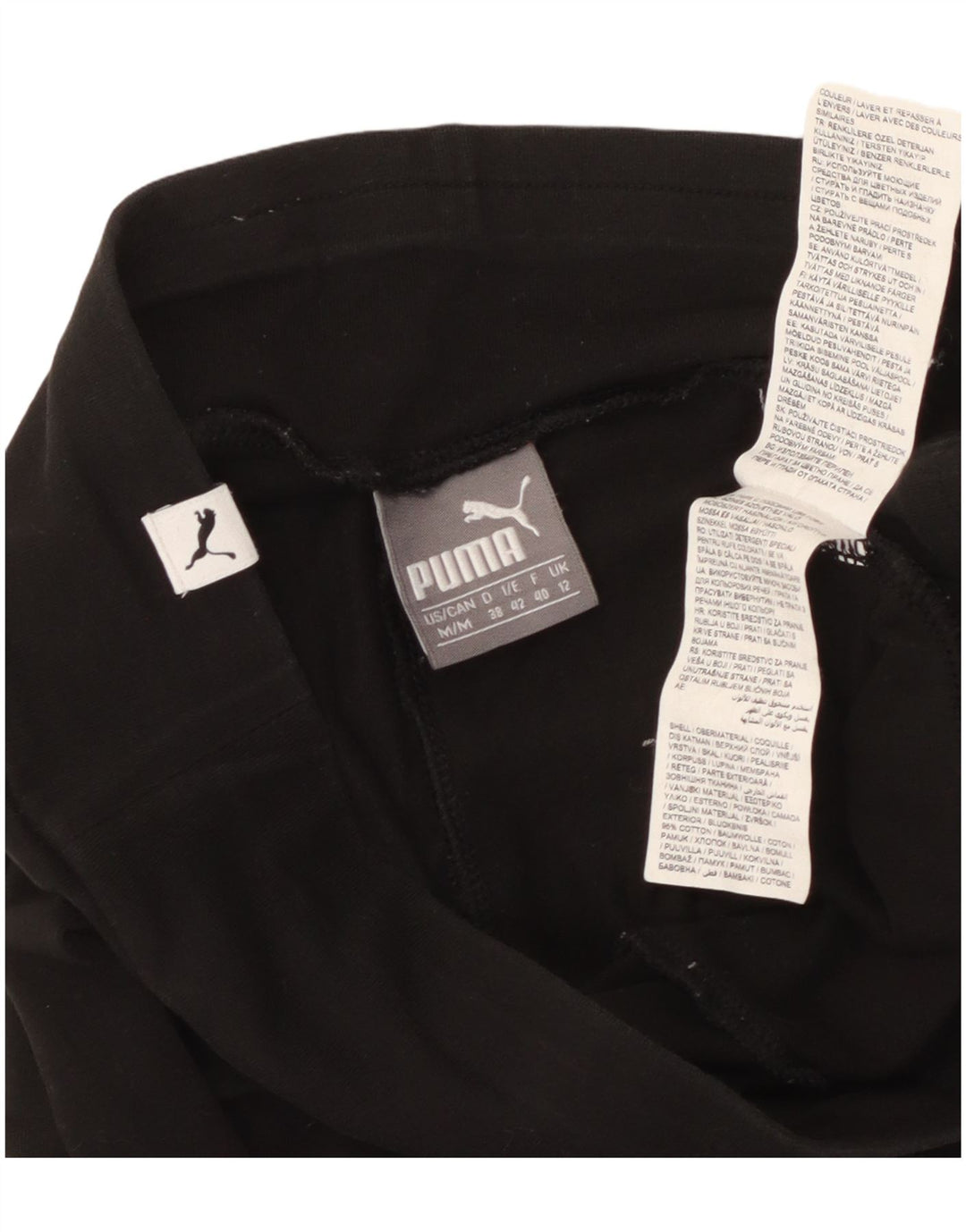 Puma Womens Graphic Leggings UK 12 Mittelschwarze Baumwolle