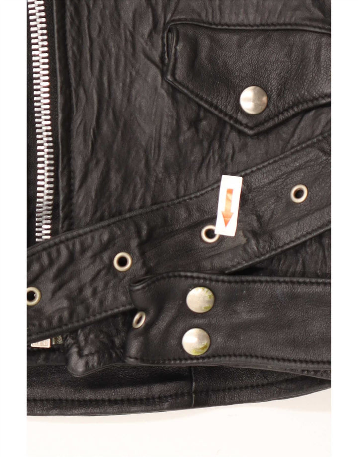 Vintage Herren Leder Bikerjacke UK 38 Medium Schwarz