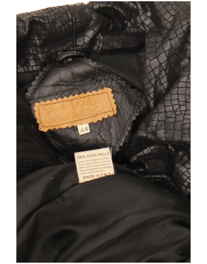 VINTAGE Damen Ledermantel IT 44 Mittelschwarzes Leder