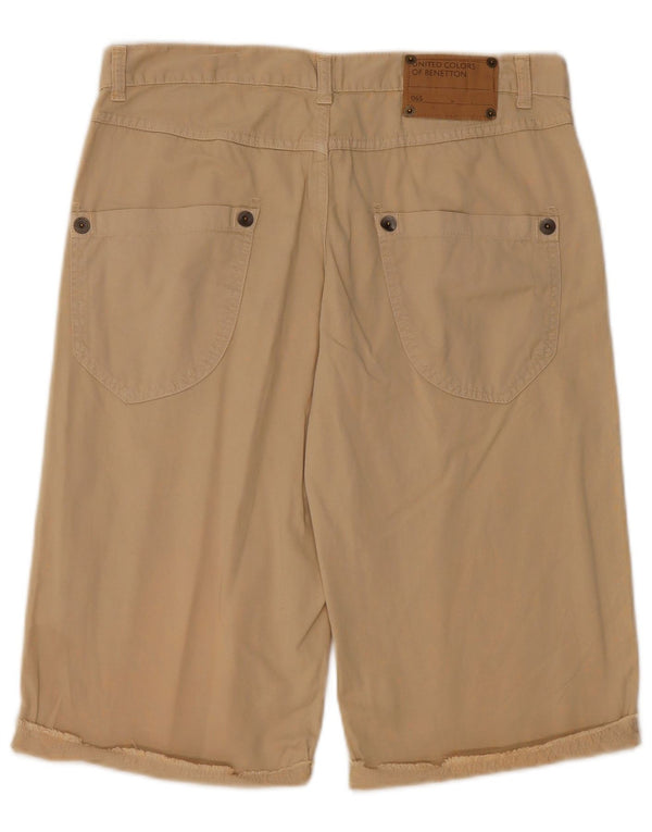 BENETTON Damen Bermudashorts IT 42 Medium W32 Beige Baumwolle