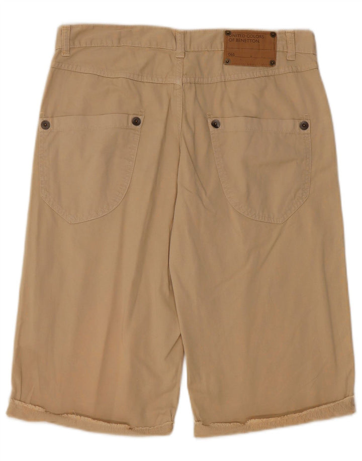 BENETTON Damen Bermudashorts IT 42 Medium W32 Beige Baumwolle
