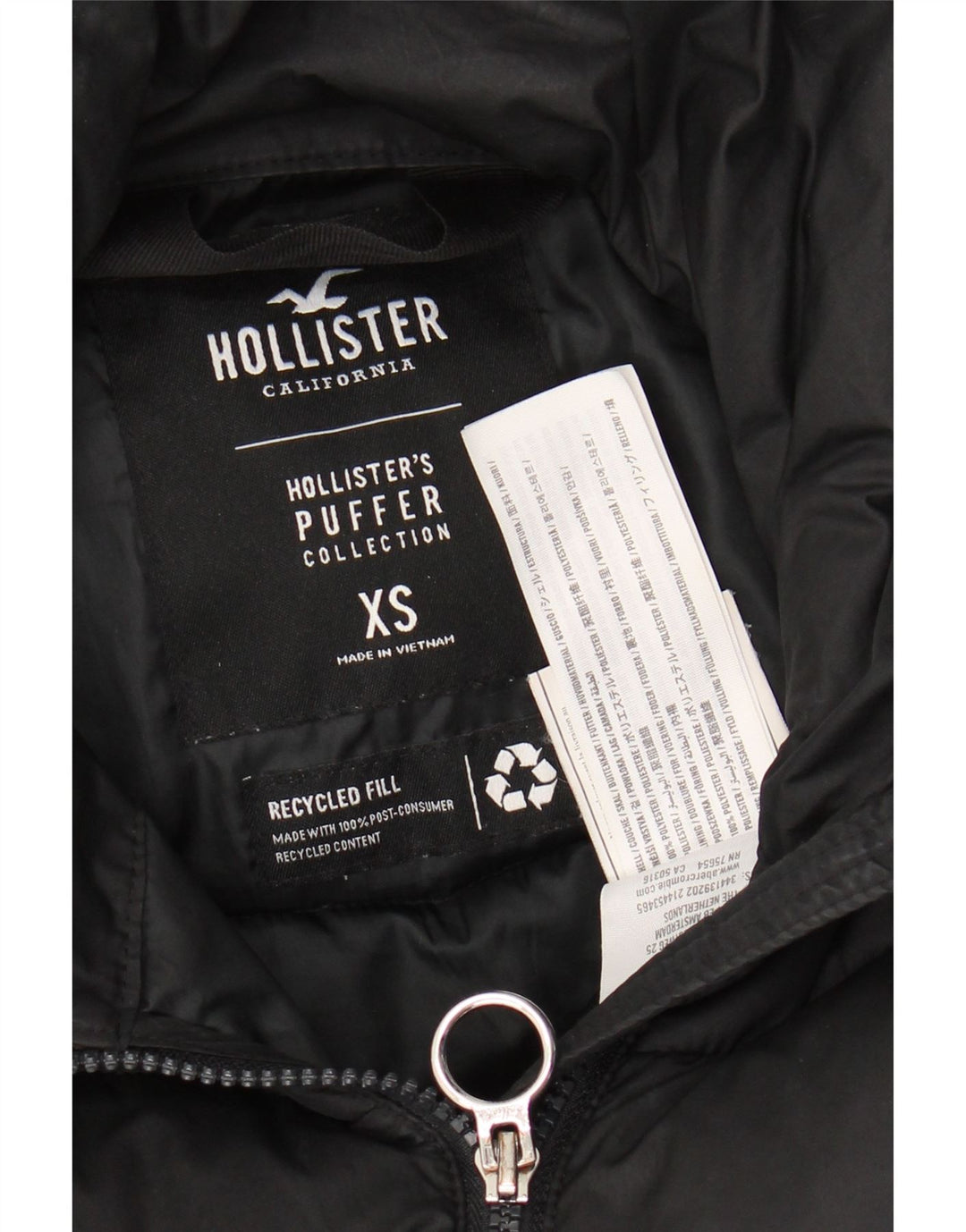 HOLLISTER Damen Übergroße wattierte Jacke UK 6 XS Schwarz Polyester