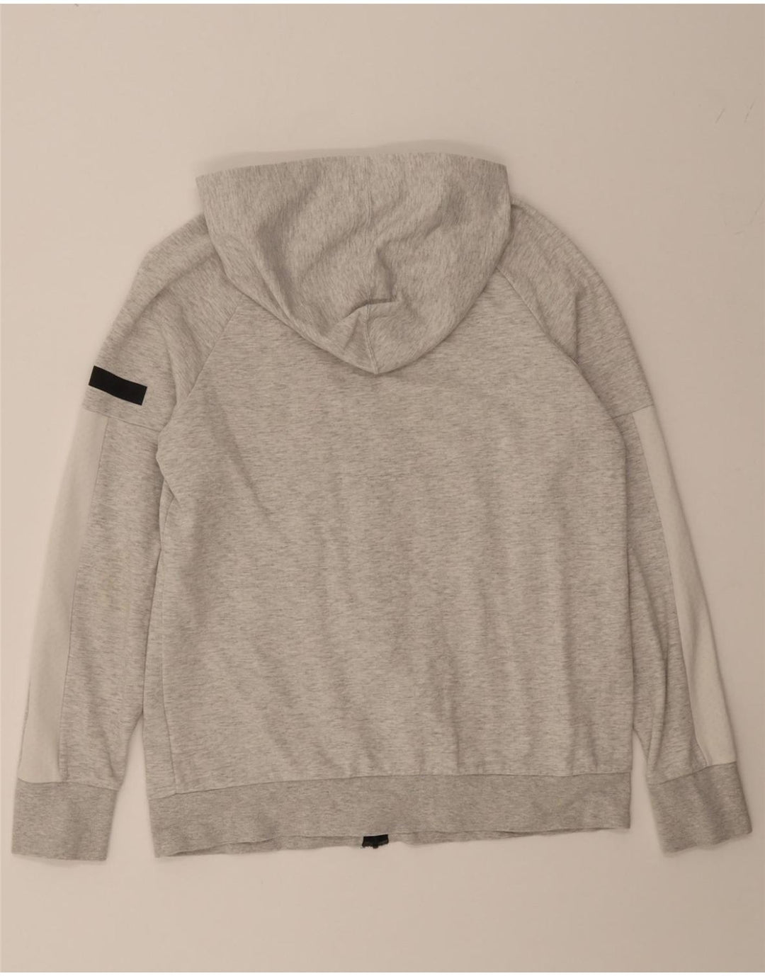 REEBOK Womens Graphic Zip Hoodie Sweater UK 12/14 Medium Grey Vintage Reebok and Second-Hand Reebok from Messina Hembry 
