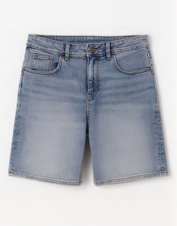 Marks & Spencer Damen Boyfriend-Jeansshorts UK 10 Small W30 Blaue Baumwolle