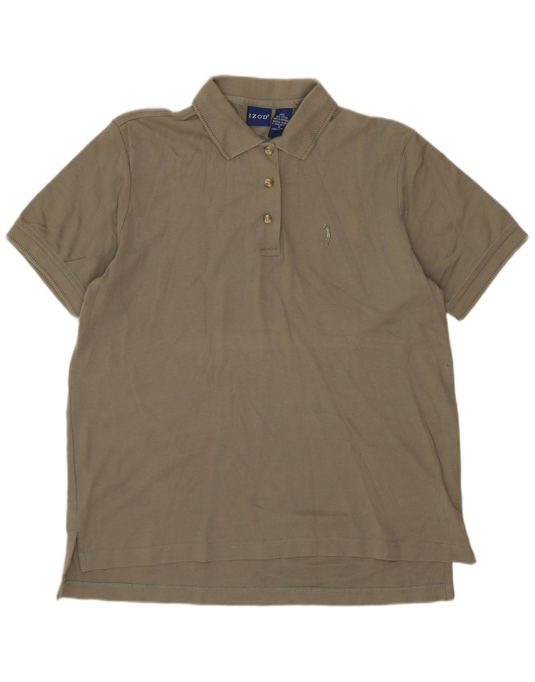 Izod Damen Poloshirt UK 14 Medium Khaki Baumwolle