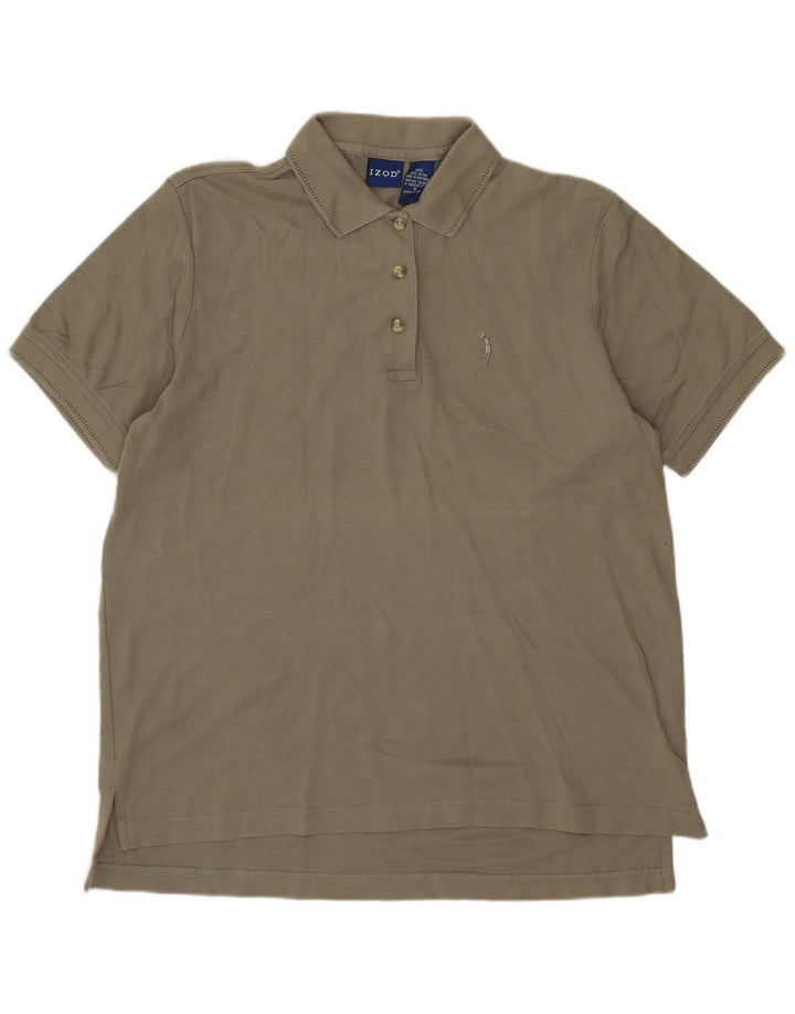 Izod Damen Poloshirt UK 14 Medium Khaki Baumwolle