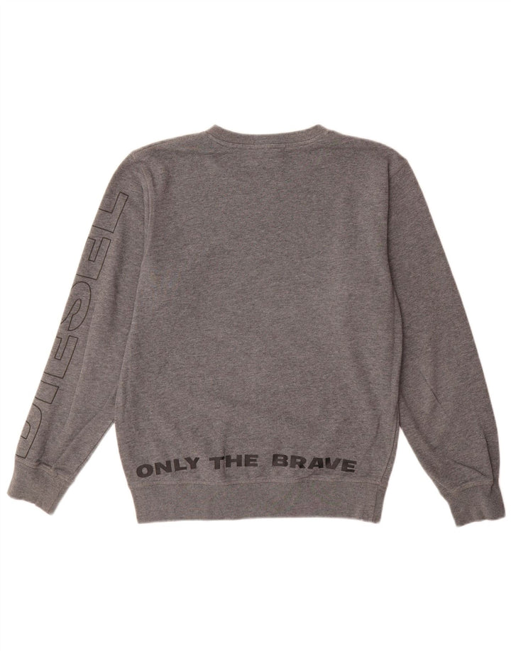 Diesel Herren-Sweatshirt mit Grafik, Größe S, graue Baumwolle