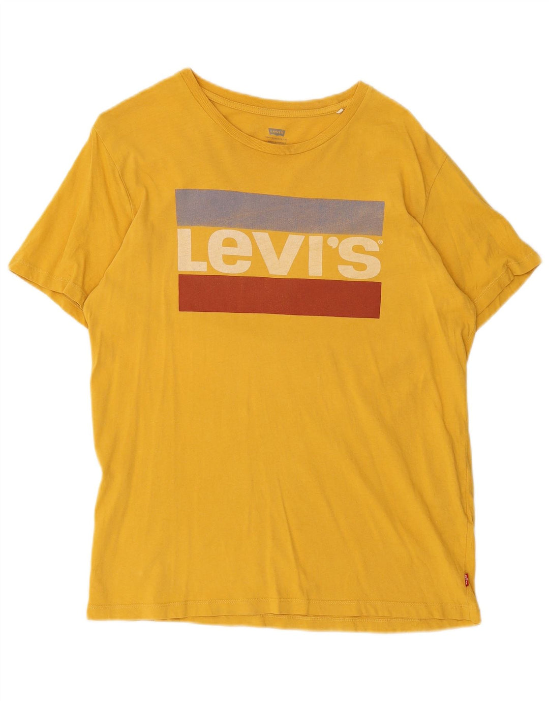 Levi's Herren Grafik-T-Shirt-Oberteil aus mittelgelber Colourblock-Baumwolle