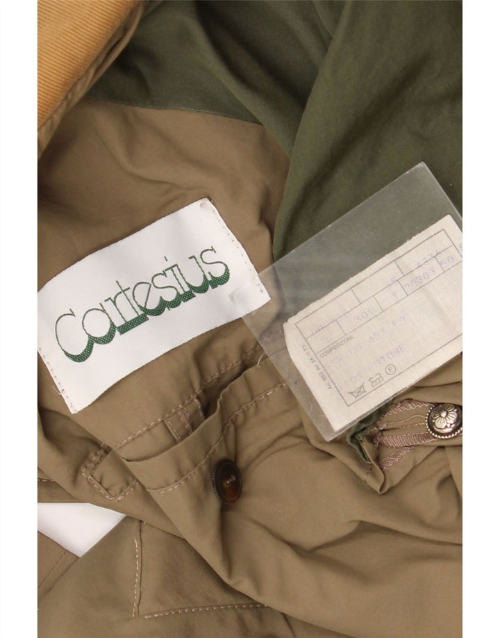Vintage Herren Mantel IT 50 Große Khaki Baumwolle