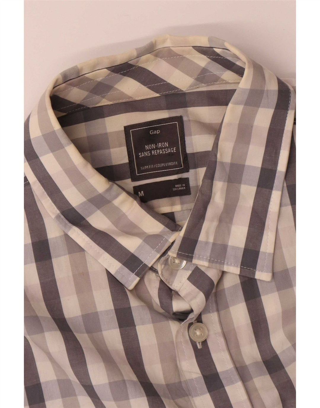 Gap Herren-Slim-Fit-Hemd aus mittelgrauer Karo-Baumwolle
