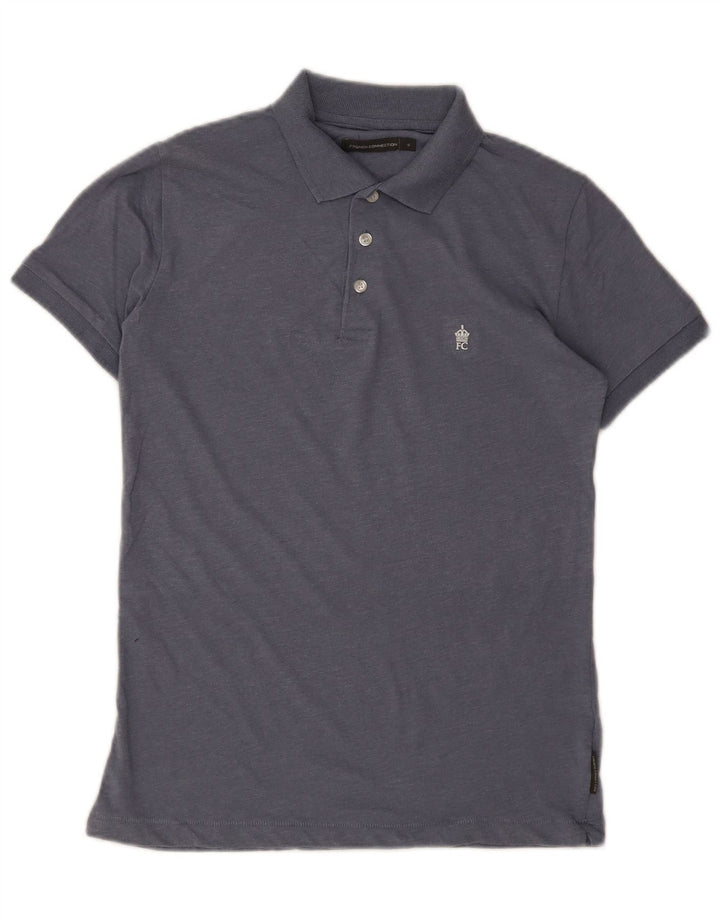 FRENCH CONNECTION Herren-Poloshirt, klein, blaue Baumwolle