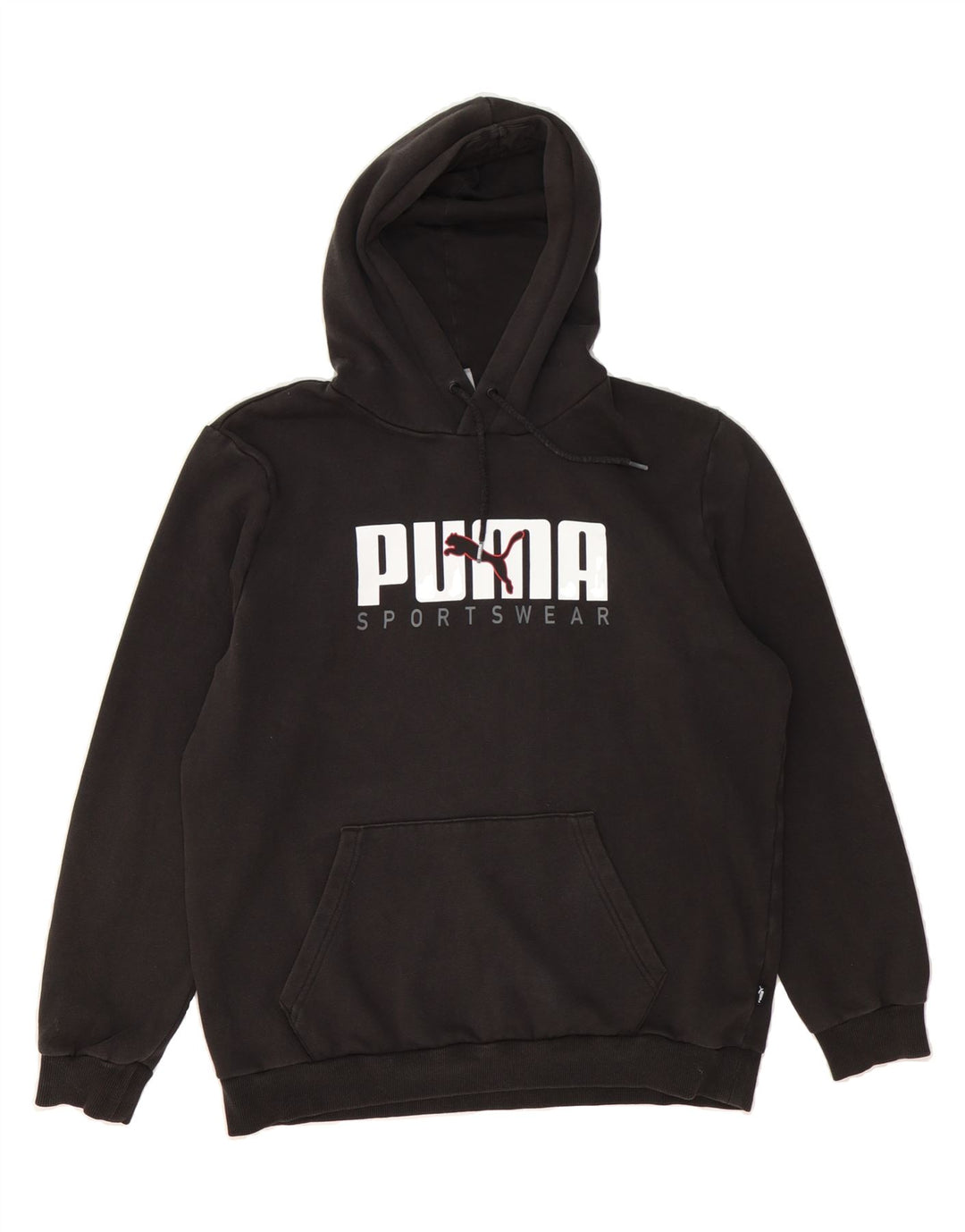 PUMA Mens Graphic Hoodie Jumper Small Black Cotton Vintage Puma and Second-Hand Puma from Messina Hembry 