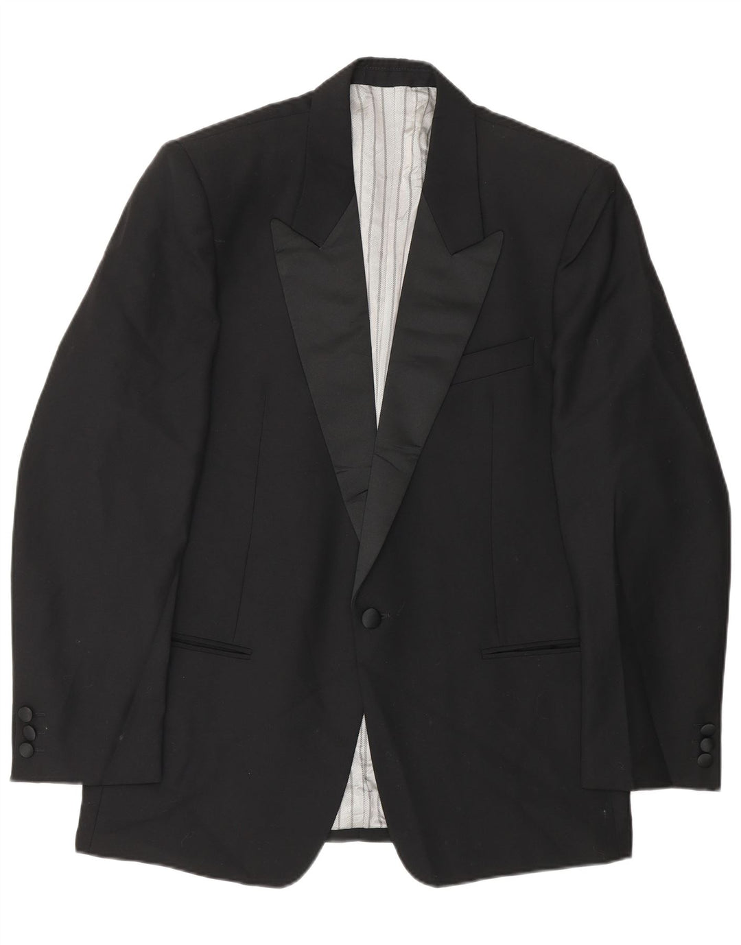 Vintage Herren 1 Knopf Blazer Jacke IT 48 Mittelschwarze Wolle