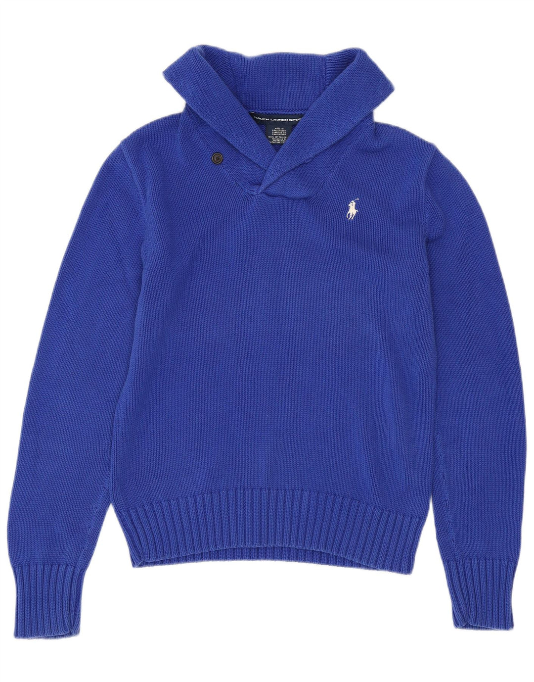 RALPH LAUREN Damen-Pullover mit Schalkragen, UK 14, Größe L, Marineblau, Baumwolle