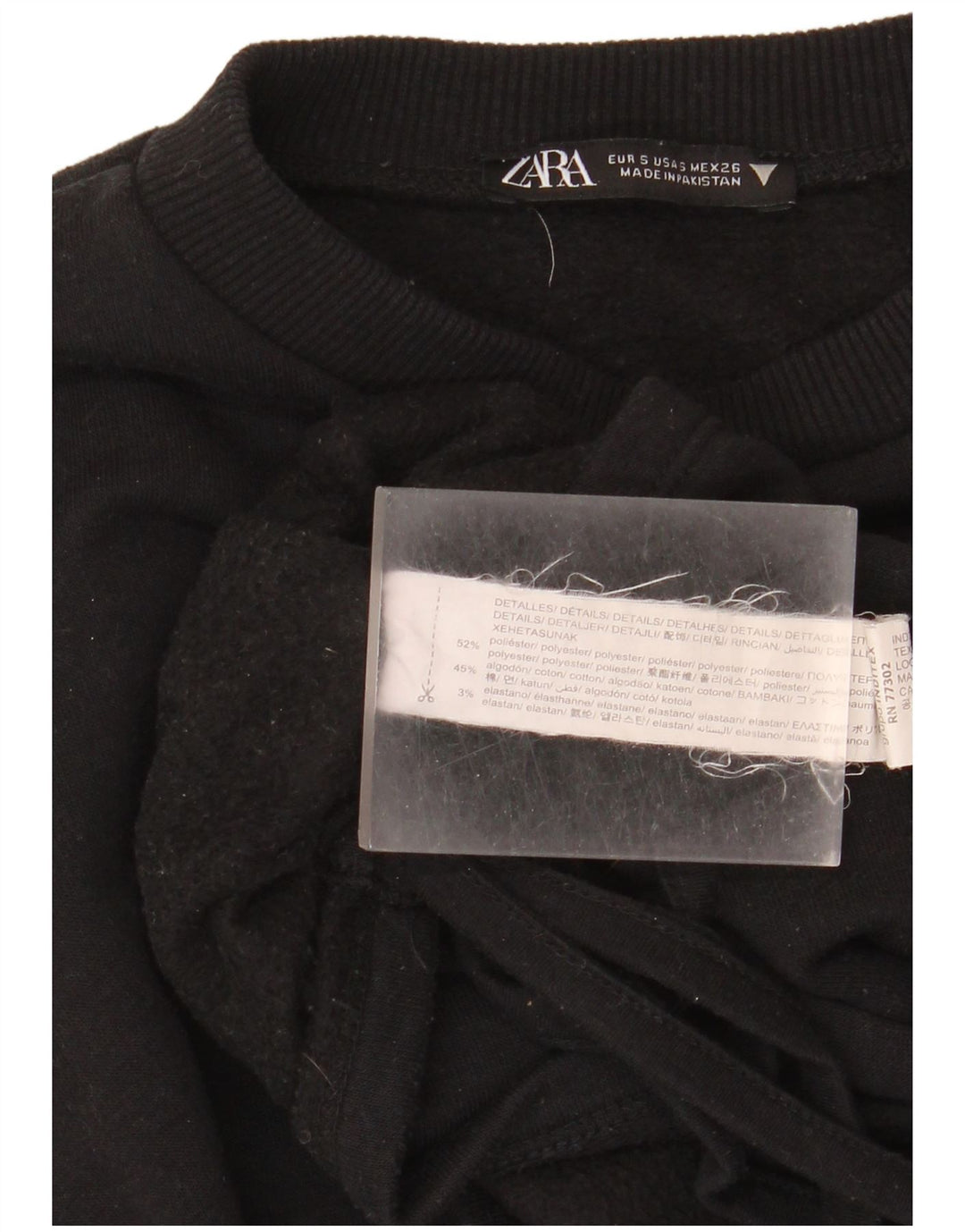 Zara Damen Sweatshirt Pullover UK 10 Small Schwarz Polyester