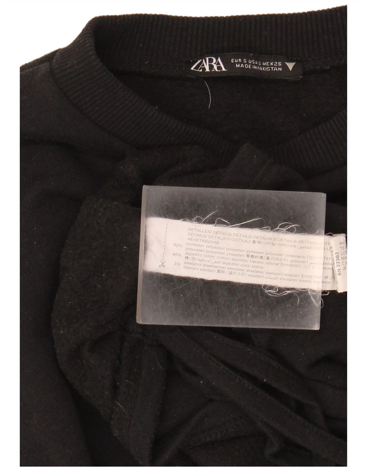 Zara Damen Sweatshirt Pullover UK 10 Small Schwarz Polyester