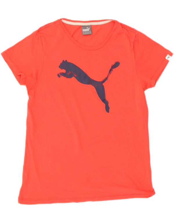 Puma Damen Grafik T-Shirt Top UK 14 Große rote Baumwolle