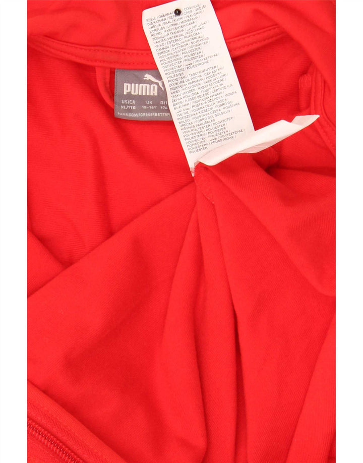 Puma Jungen-Trainingsanzug-Top-Jacke, 15–16 Jahre, rotes Farbblock-Polyester