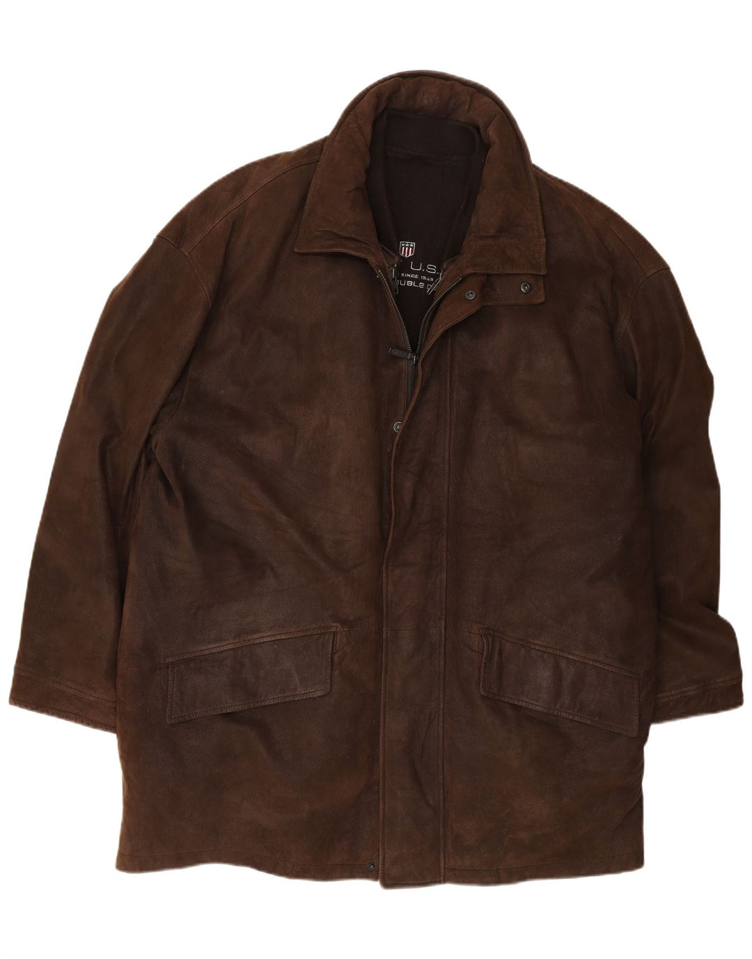 Gant Herren Loose Fit Leder-Windbreaker-Mantel UK 38 Mittelbraun