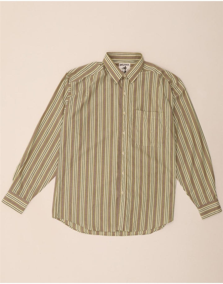 Vintage Herrenhemd Medium Khaki gestreift
