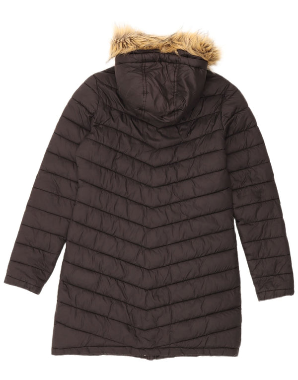 Superdry Wattierter Mantel mit Kapuze für Damen, UK 12, Mittelschwarzes Nylon