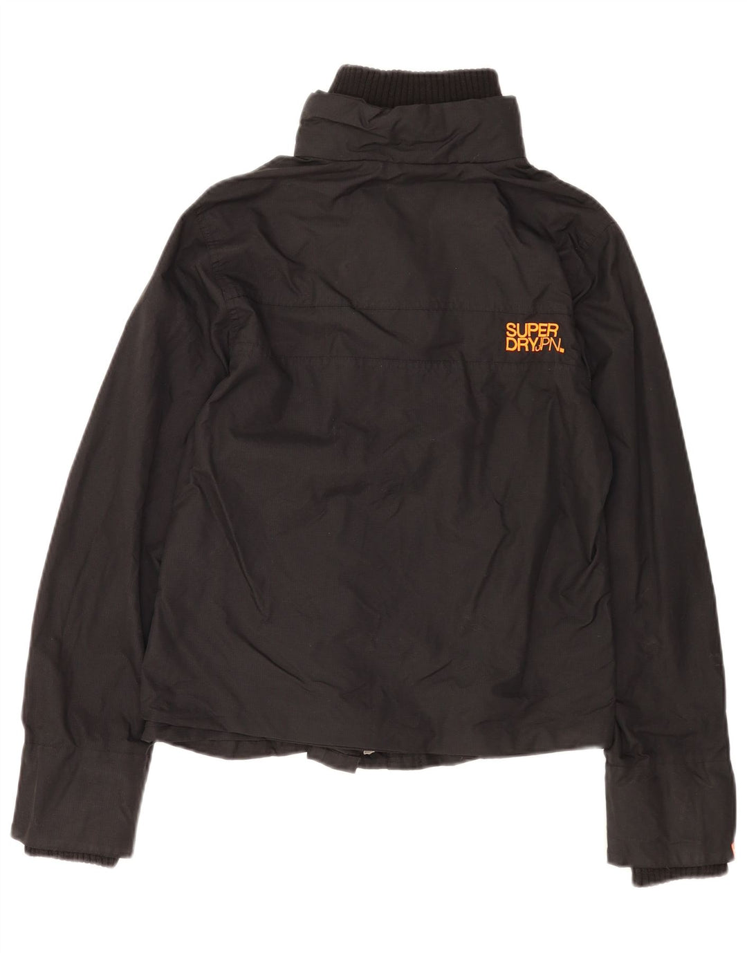 Superdry Damen-Regenjacke mit Grafik, UK 16, großes schwarzes Nylon