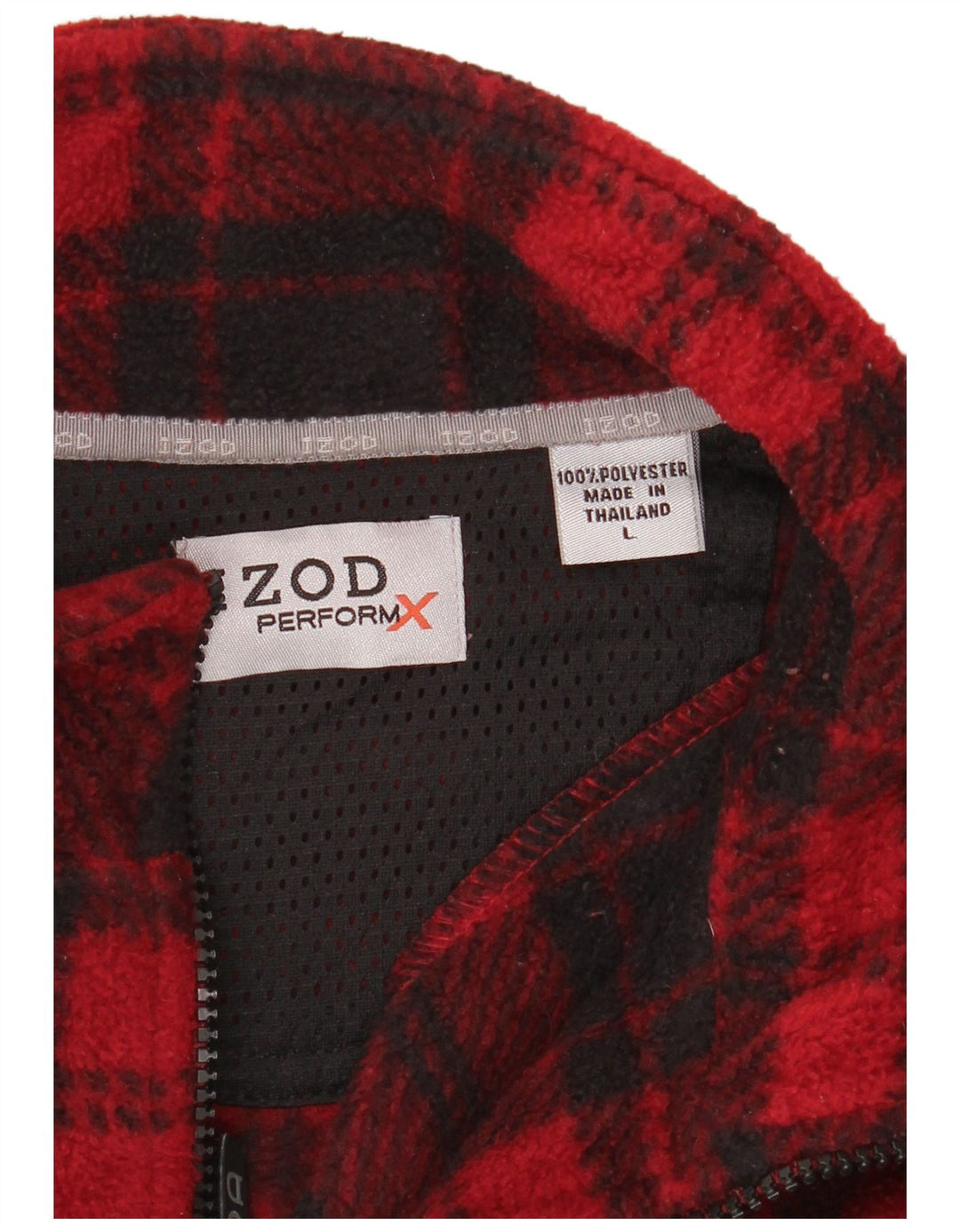 Izod Herren-Fleecepullover mit Reißverschluss am Hals, großes rotes Karomuster aus Polyester