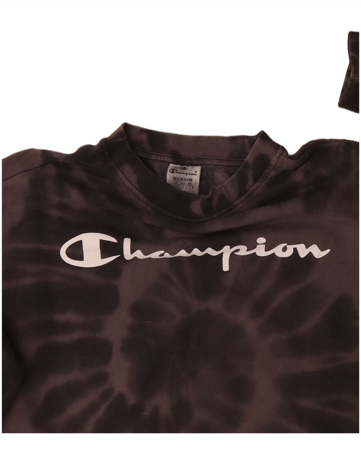 CHAMPION Crop Graphic Sweatshirt-Pullover für Damen, UK 14, Mittelbraun, Batikfärbung