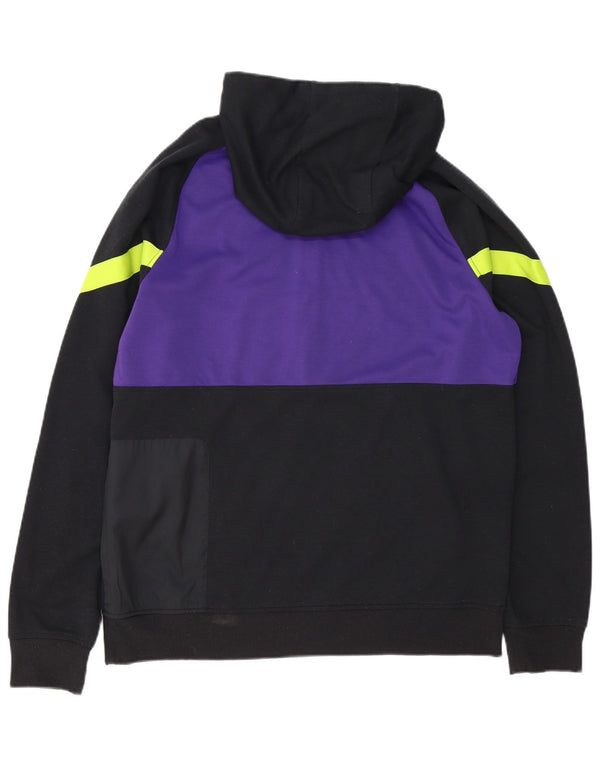 Nike Herren-Kapuzenpullover mit Reißverschluss am Hals, groß, schwarzes Farbblock-Polyester
