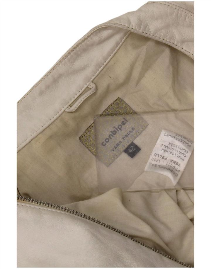 Conbipel Damen Leder Bikerjacke IT 42 Mittelweißes Leder