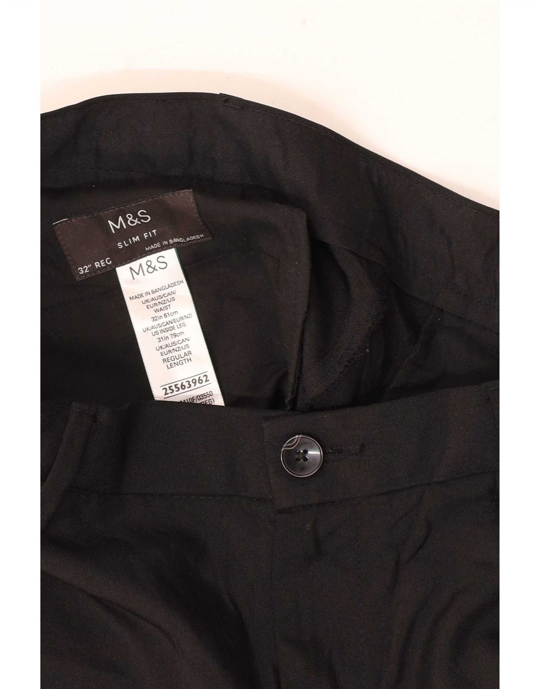 Marks & Spencer Herren Slim Fit Freizeithose W32 L31 Schwarz Polyester