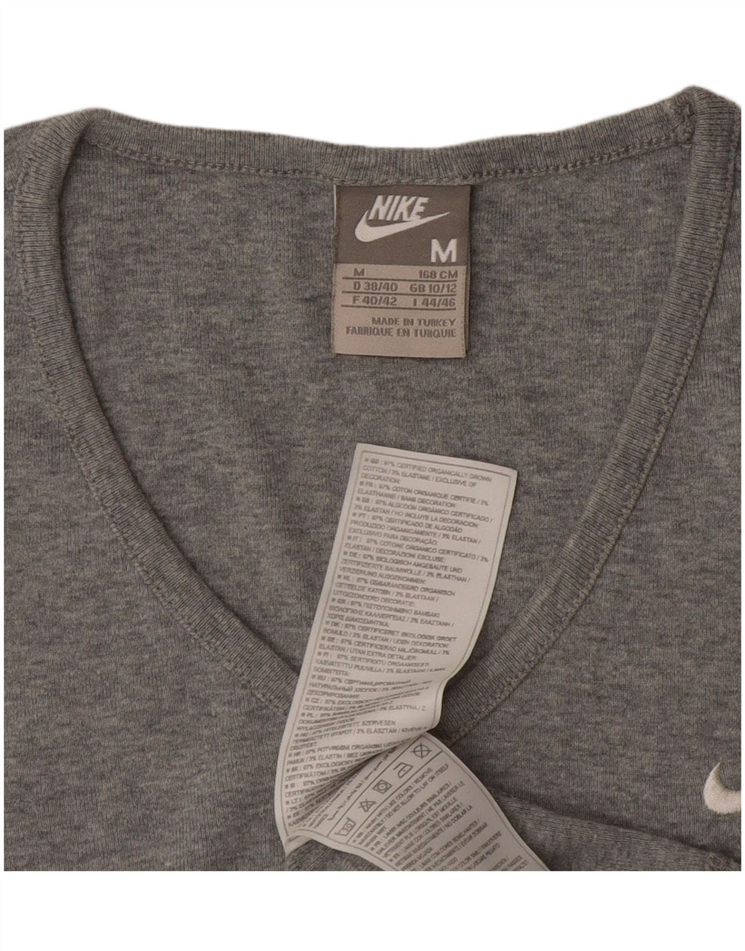 Nike Damen T-Shirt Top UK 10/12 Mittelgrau gefleckte Baumwolle