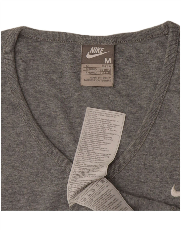 Nike Damen T-Shirt Top UK 10/12 Mittelgrau gefleckte Baumwolle