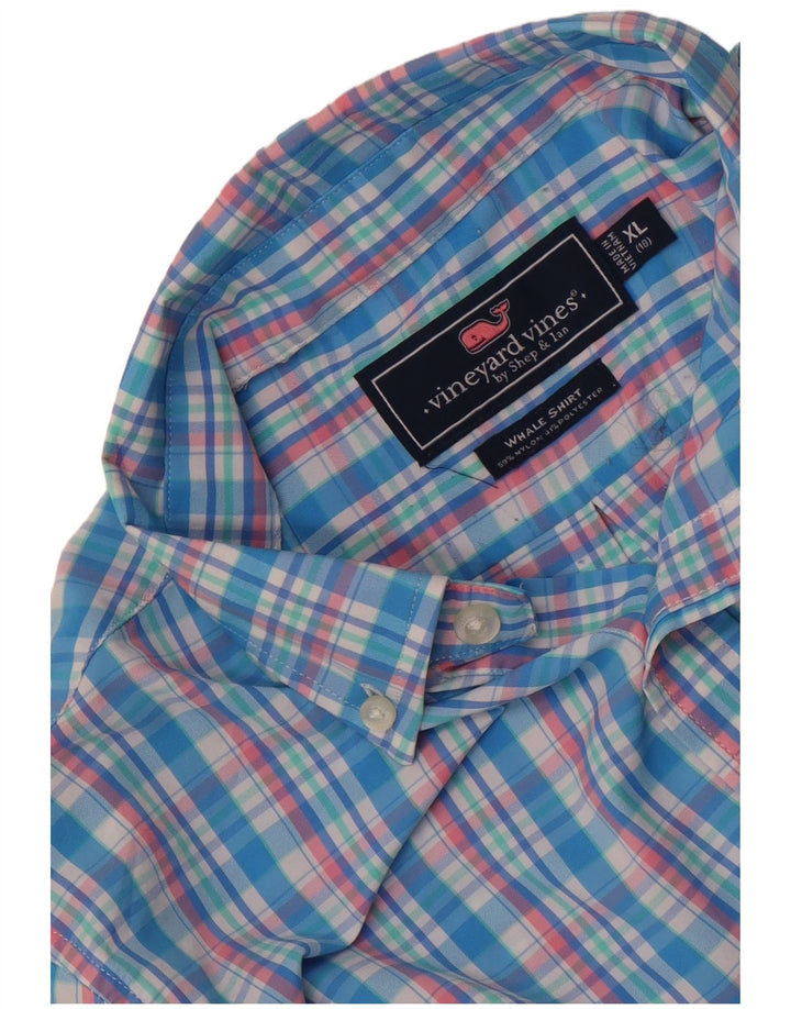 Vineyard Vines Jungen-Hemd, 15–16 Jahre, XL, blau kariertes Nylon