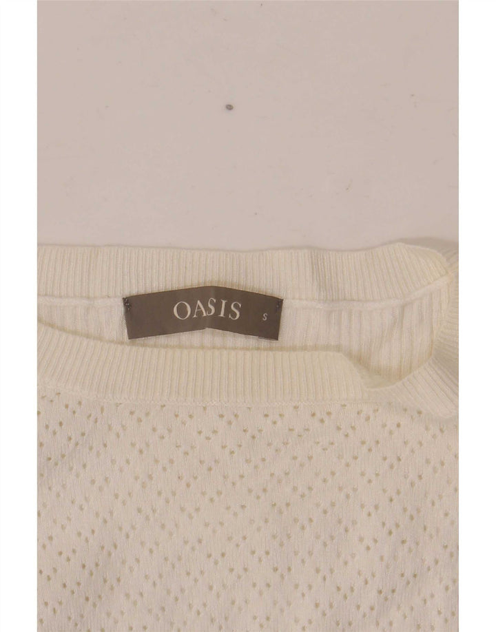 Oasis Damen-Pullover, übergroß, U-Boot-Ausschnitt, Gr. 10, Größe S, weiße Viskose