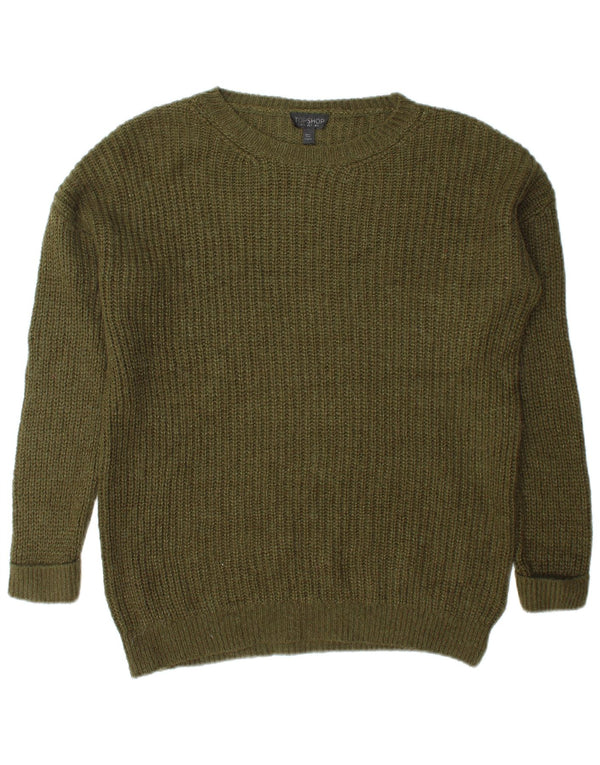 Topshop Damen-Pullover, übergroß, U-Boot-Ausschnitt, UK 6, XS, Khaki, Acryl