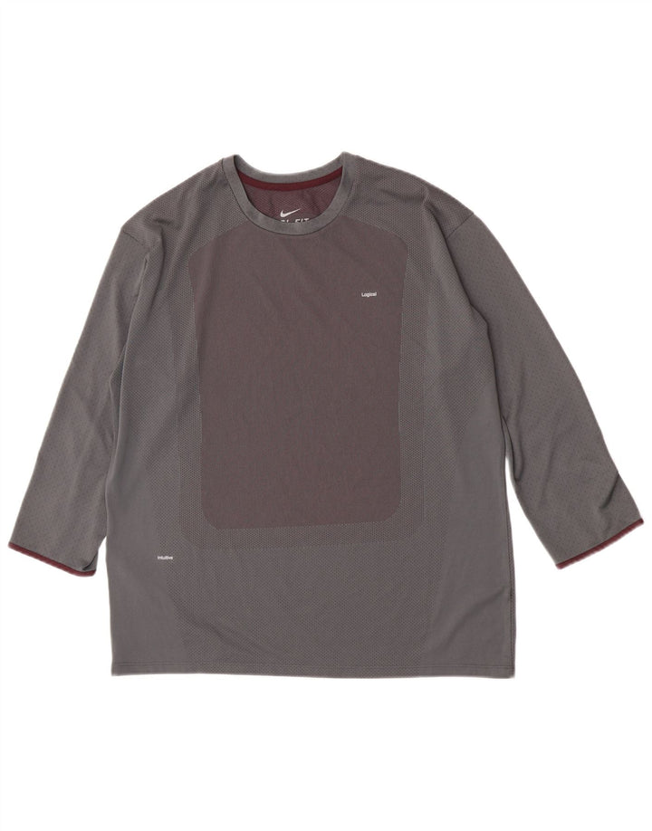 Nike Herren-Top mit 3/4-Ärmeln, 2XL, Grau, Farbblock