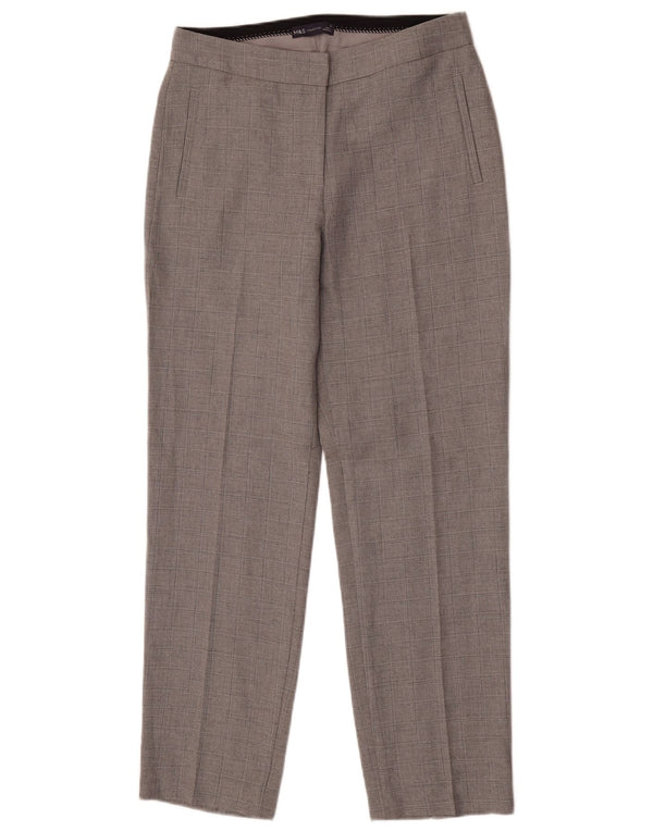 Marks & Spencer Womens Chino Trousers UK 10 Small W27 L30 Grey Check
