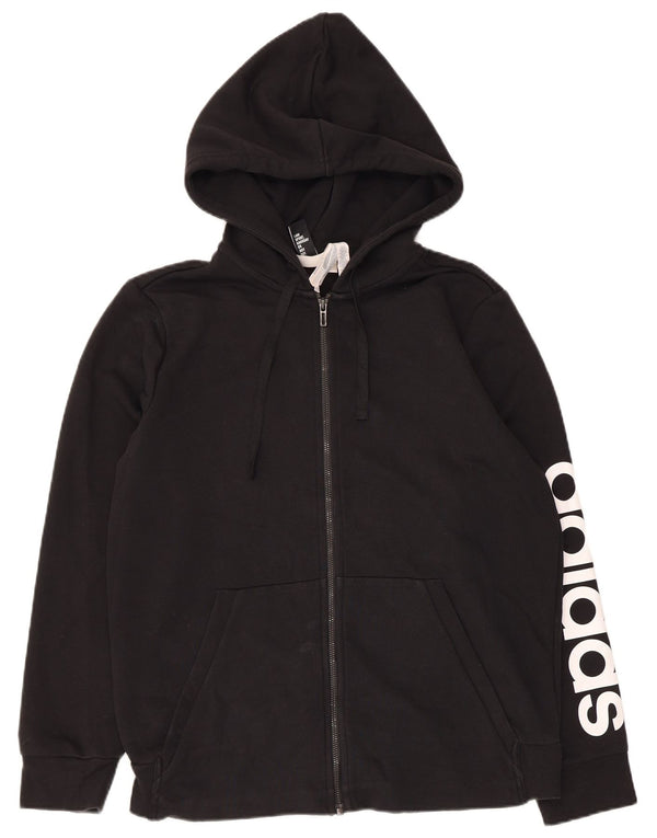 Adidas Damen Graphic Zip Hoodie Pullover UK 20/22 XL Schwarz Baumwolle